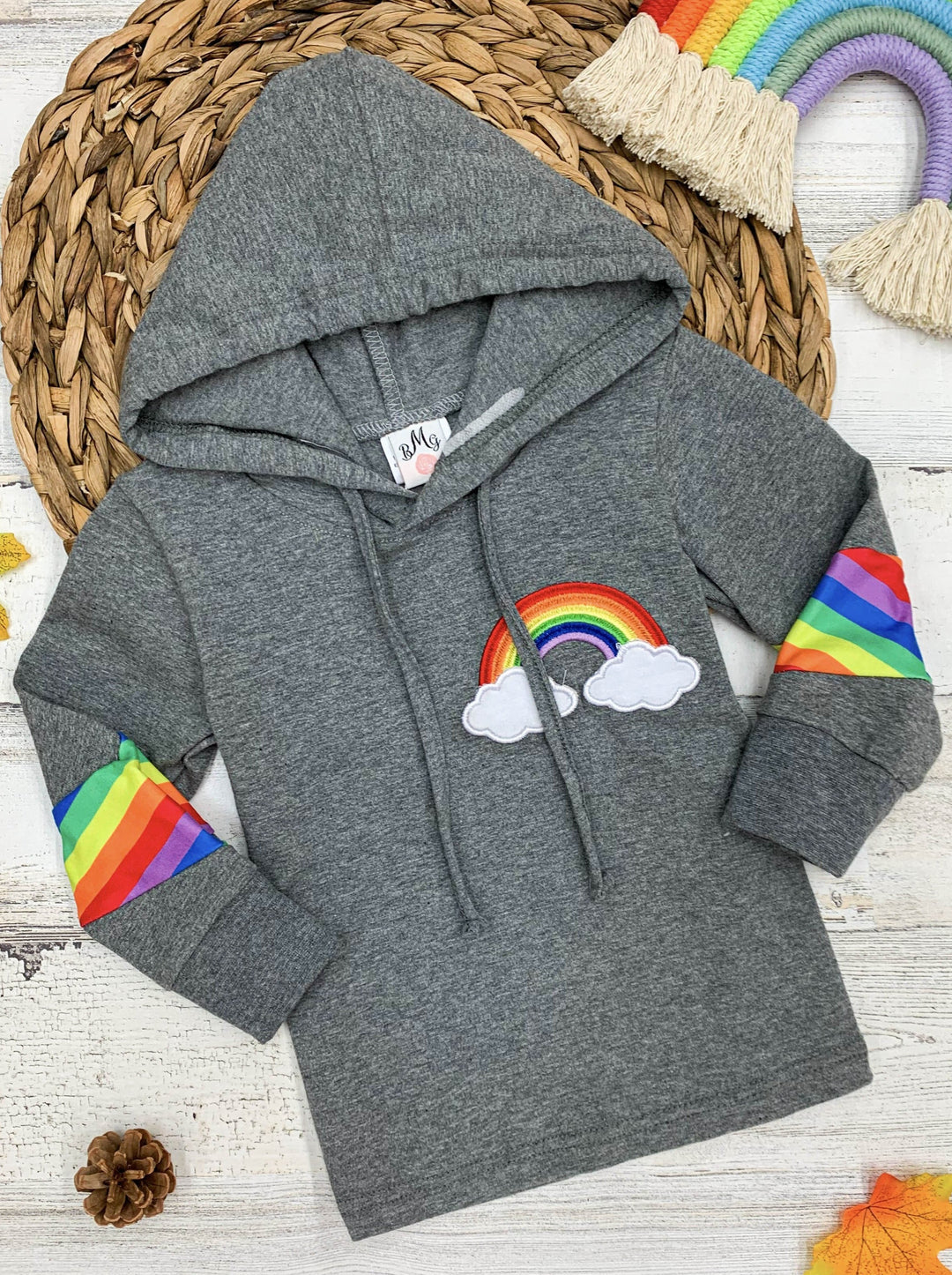 Grey Hoodie with Rainbow