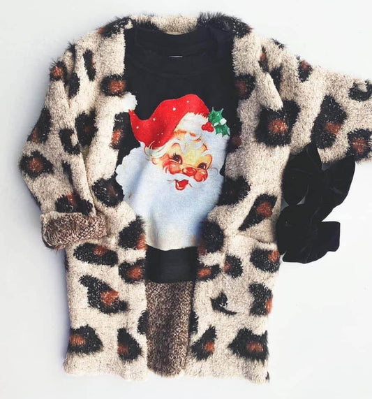 Leopard Cozy Sherpa Knitted Cardigan