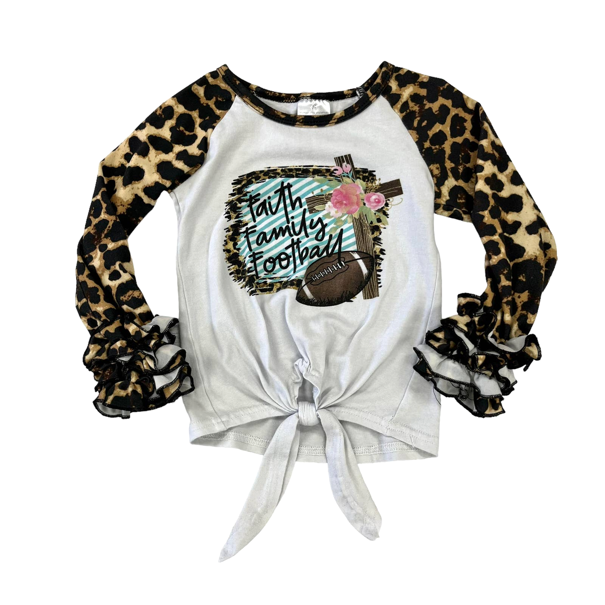 Faith Family Football Tie-Front Long Sleeve Shirt - Adult Sizes