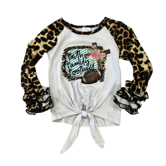 Faith Family Football Tie-Front Long Sleeve Shirt - Adult Sizes